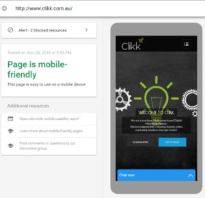 Clikk is mobile friendly according to Google